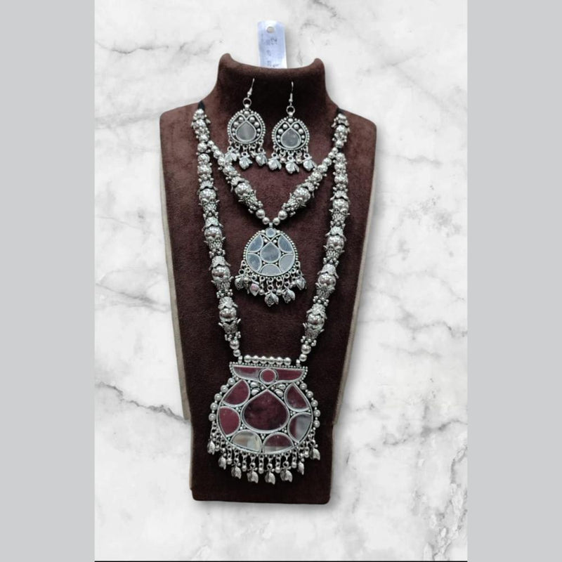 Manisha Jewellery Oxidised Plated Mirror Necklace Set