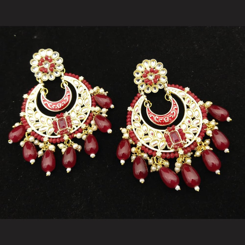 Manisha Jewellery Gold Plated Kundan Stone And Pearls  Dangler Earrings