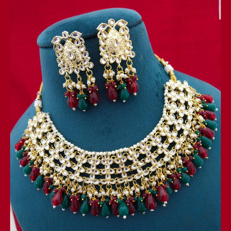 Manisha Jewellery Gold Plated Kundan Stone Beads Necklace Set