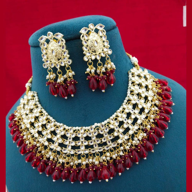 Manisha Jewellery Gold Plated Kundan Stone Beads Necklace Set