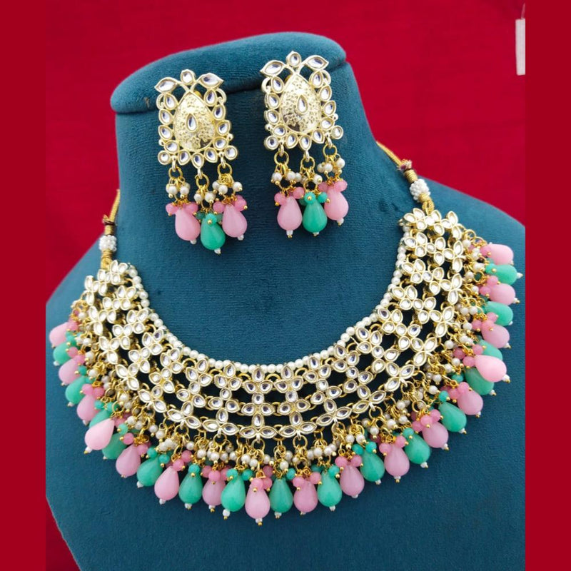 Manisha Jewellery Gold Plated Kundan Stone Beads Necklace Set