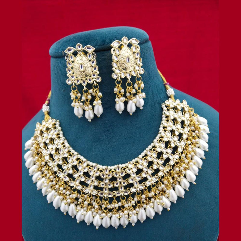 Manisha Jewellery Gold Plated Kundan Stone Beads Necklace Set