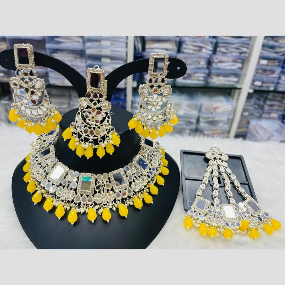 Manisha Jewellery Gold Plated Mirror And Beads Necklace Set