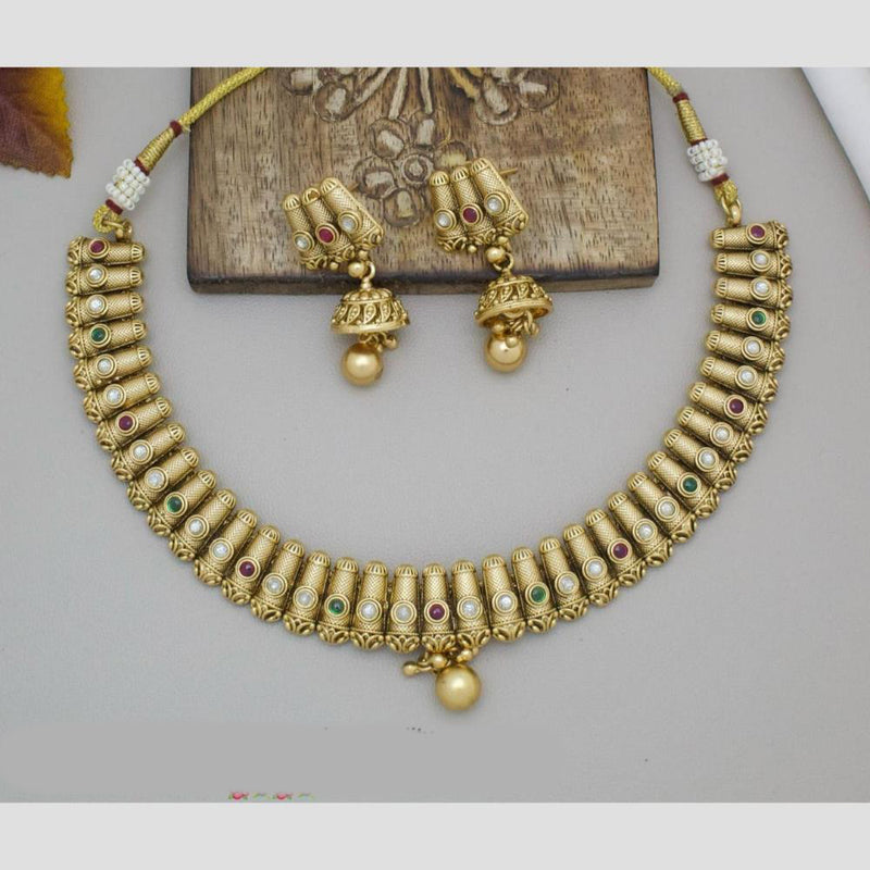 Manisha Jewellery Gold Plated Pota Stone Necklace Set