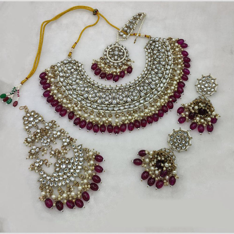 Manisha Jewellery Gold Plated Kundan Stone Beads Necklace Set