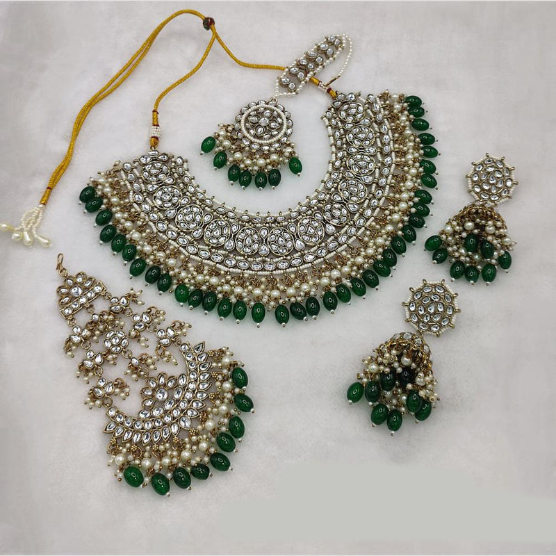 Manisha Jewellery Gold Plated Kundan Stone Beads Necklace Set