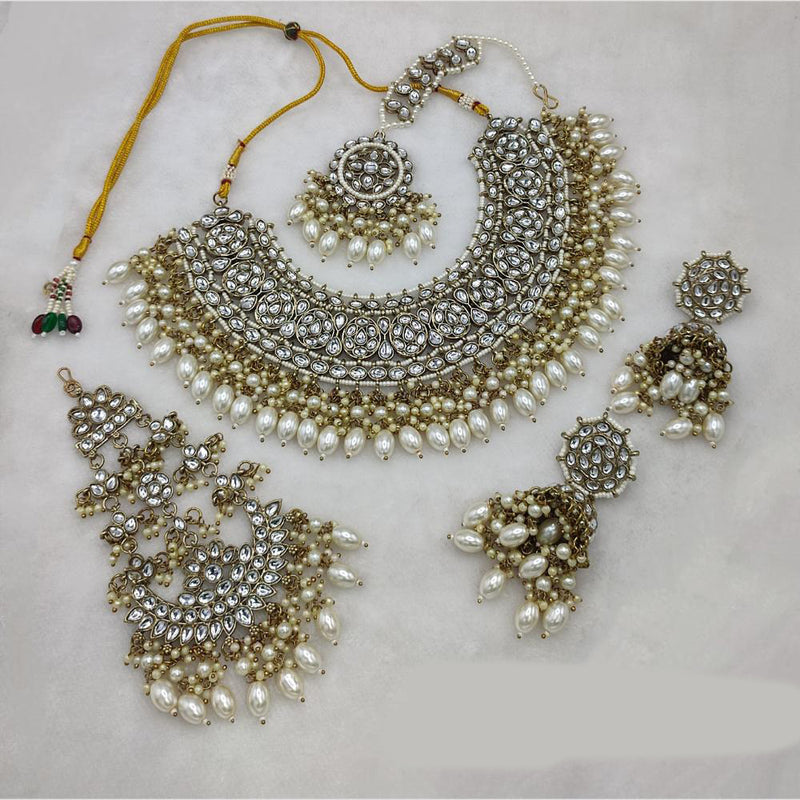 Manisha Jewellery Gold Plated Kundan Stone Beads Necklace Set