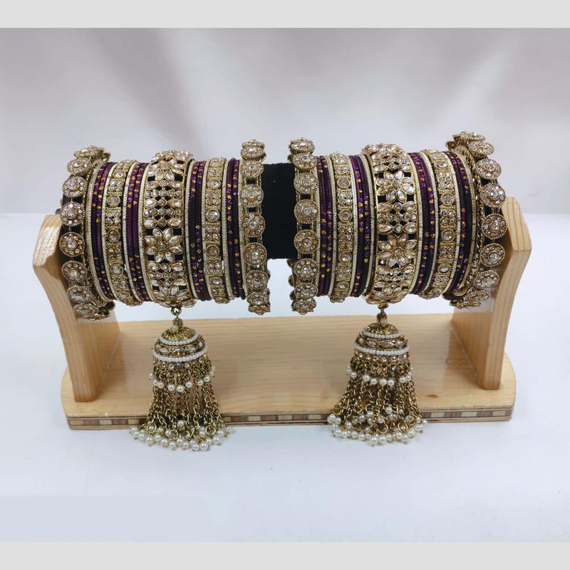 Manisha Jewellery Gold Plated Kundan Stone Bangles Set