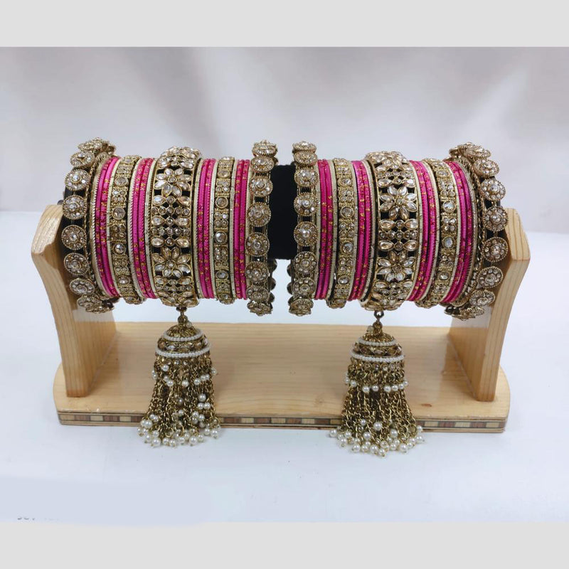 Manisha Jewellery Gold Plated Kundan Stone Bangles Set