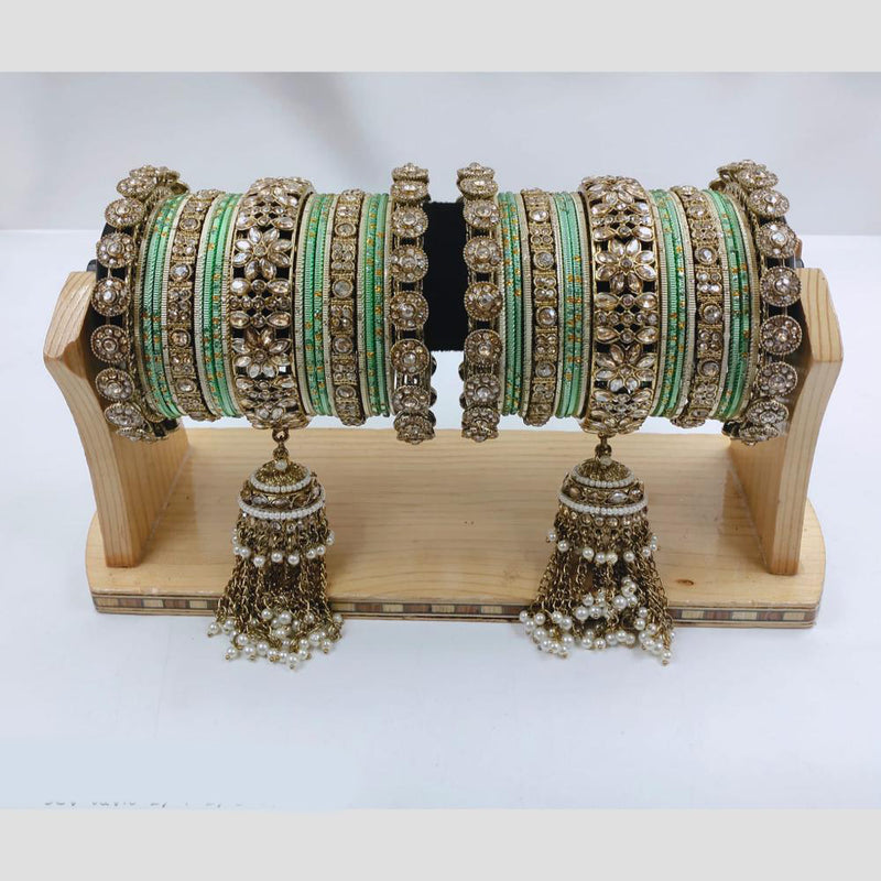 Manisha Jewellery Gold Plated Kundan Stone Bangles Set