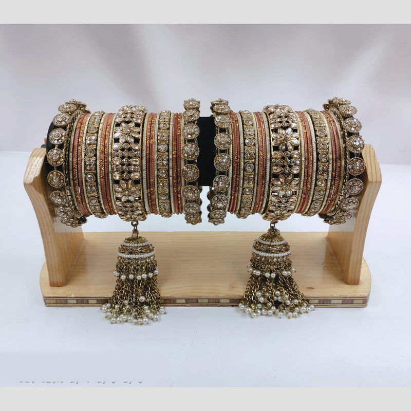 Manisha Jewellery Gold Plated Kundan Stone Bangles Set