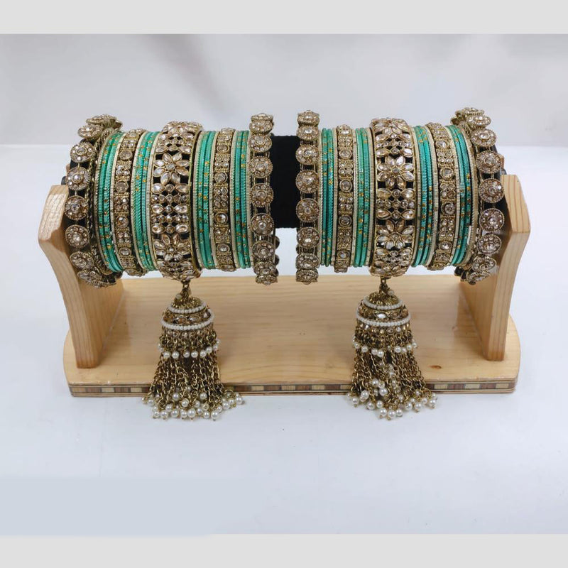 Manisha Jewellery Gold Plated Kundan Stone Bangles Set