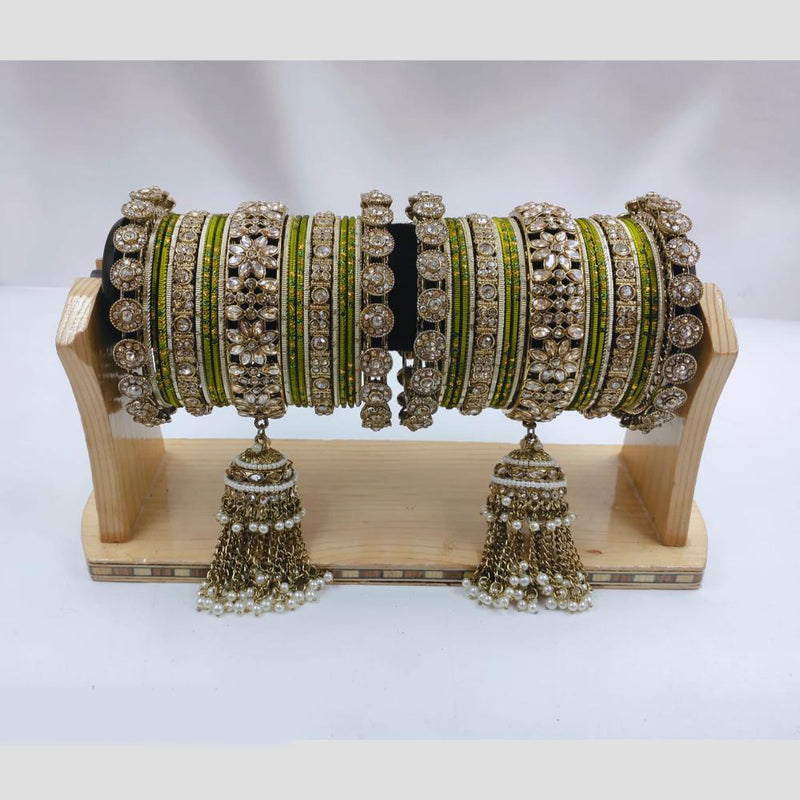 Manisha Jewellery Gold Plated Kundan Stone Bangles Set