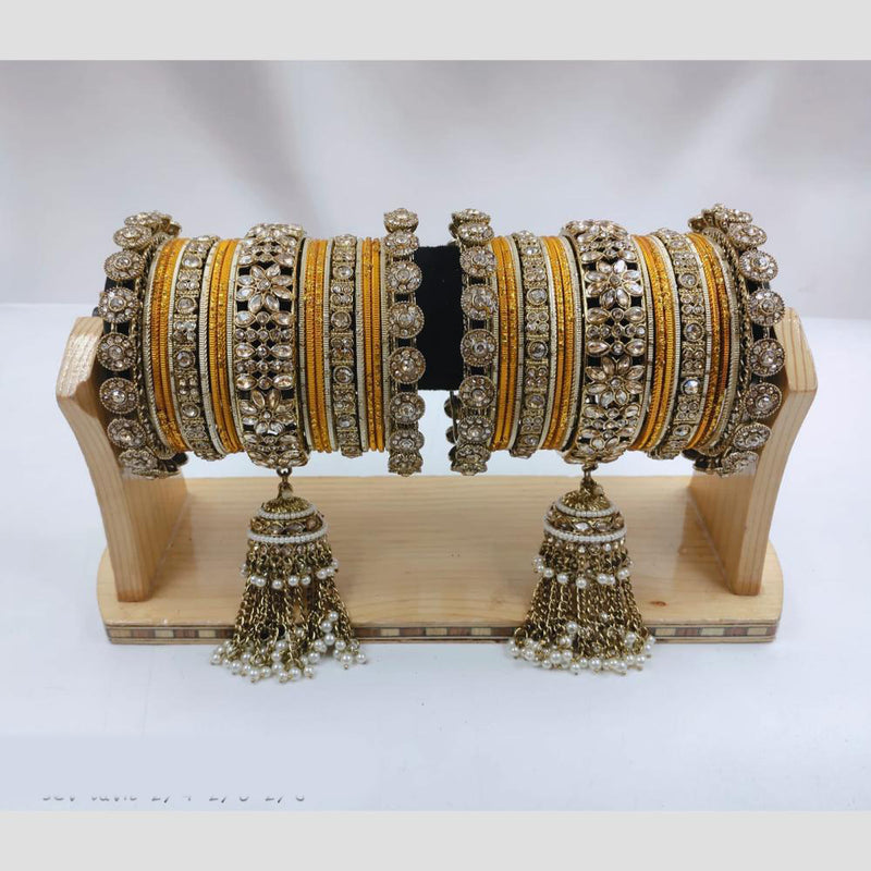 Manisha Jewellery Gold Plated Kundan Stone Bangles Set