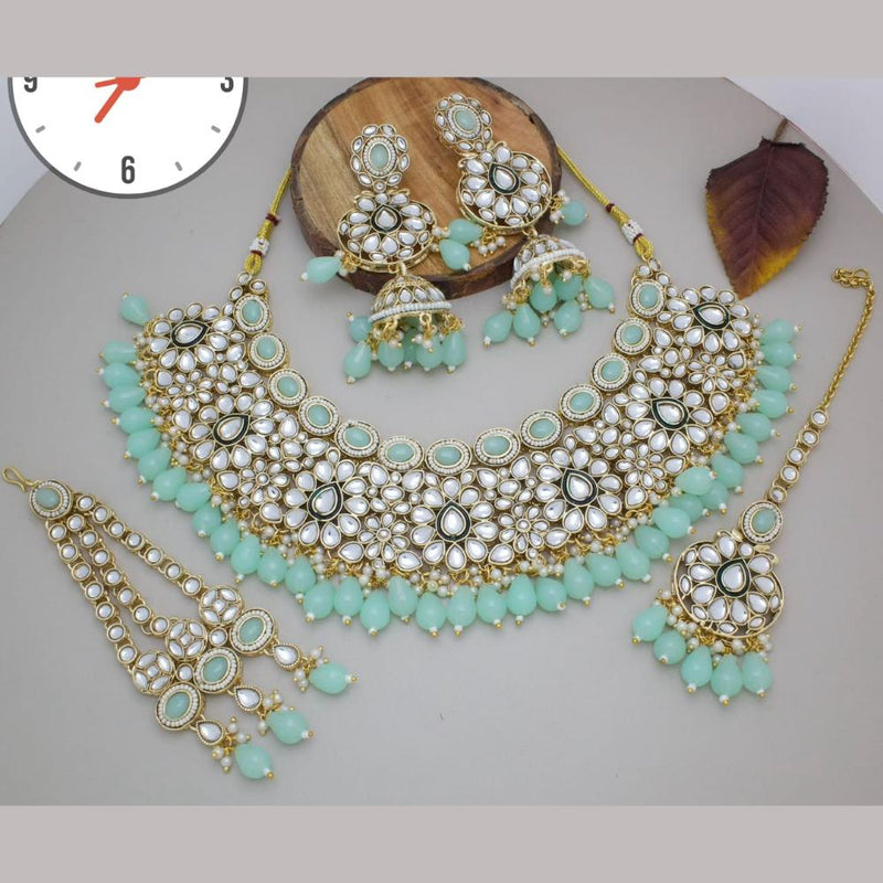 Manisha Jewellery Gold  Plated Kundan Stone And Beads Necklace Set