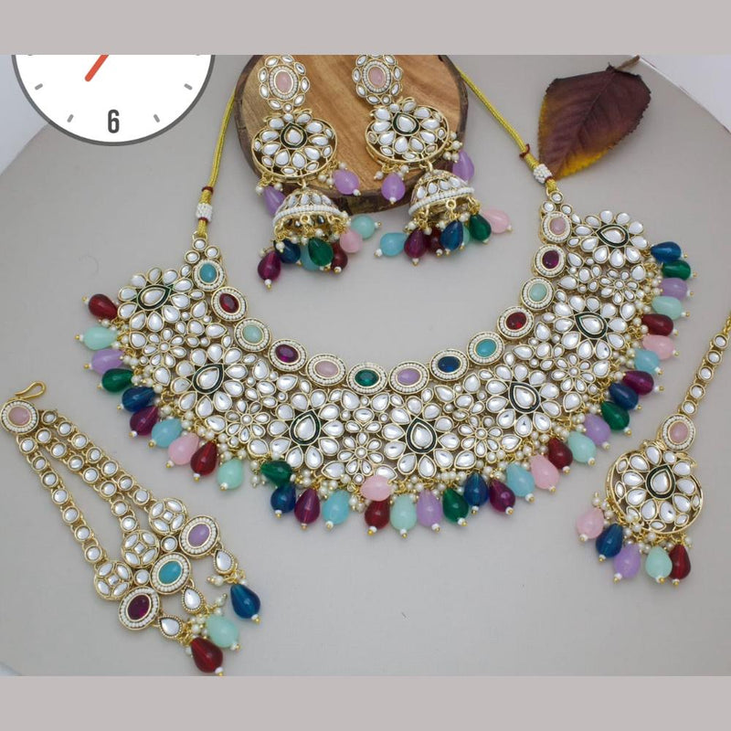 Manisha Jewellery Gold  Plated Kundan Stone And Beads Necklace Set