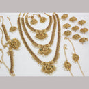 Manisha Jewellery Gold Plated  Pota Stone Temple Bridal Set