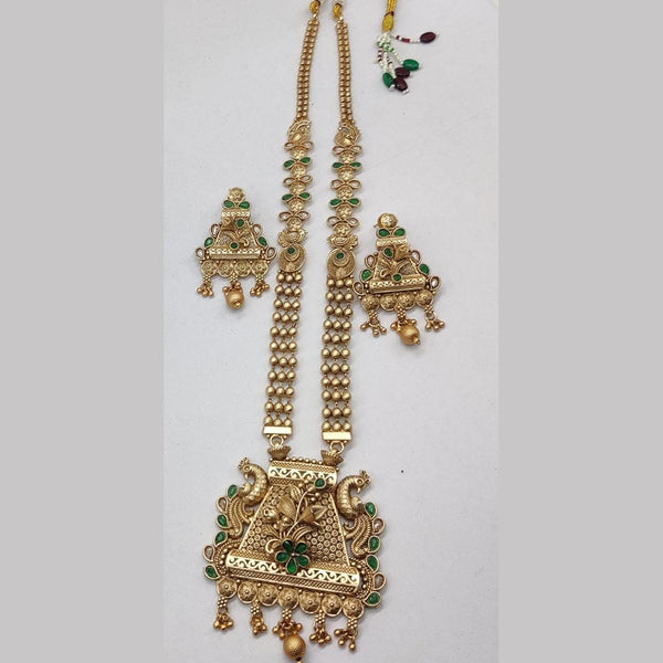 Manisha Jewellery Gold Plated Pota Stone Necklace Set