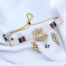 Manisha Jewellery Gold Plated Pota Stone And Meenakari Pearls Choker Necklace Set