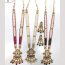 Manisha Jewellery Gold Plated Pota Stone And Pearls Long Necklace Set