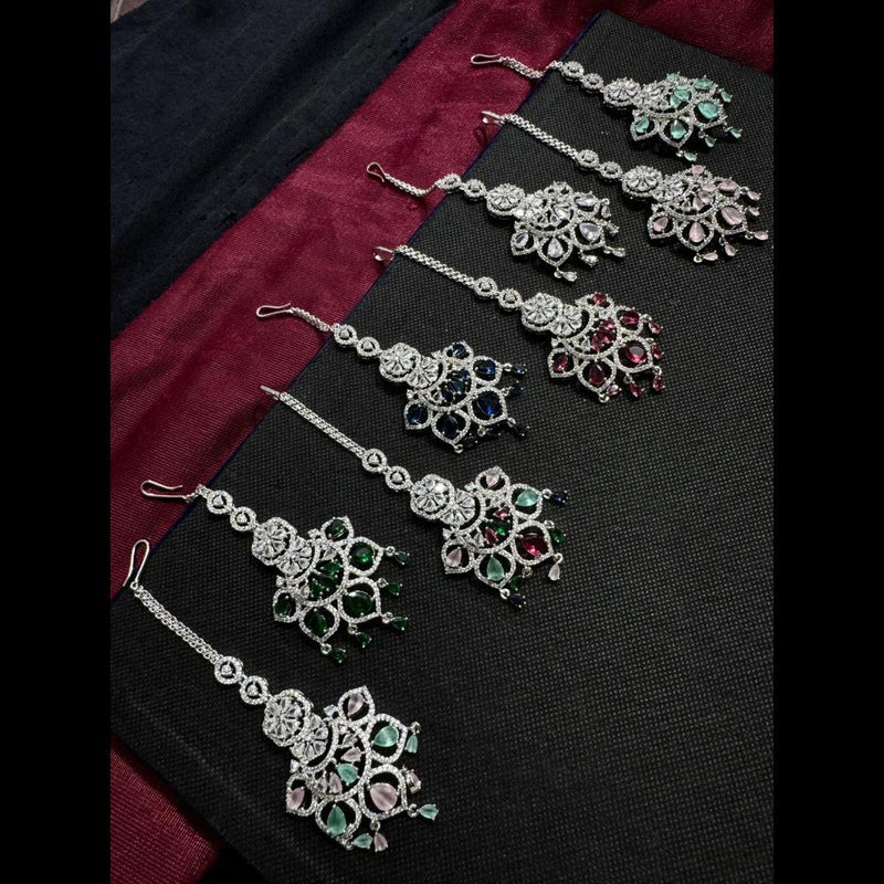 Manisha Jewellery Silver Plated American Dimond Maangtikka