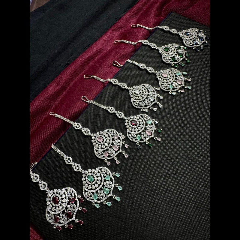 Manisha Jewellery Silver Plated American Dimond Maangtikka