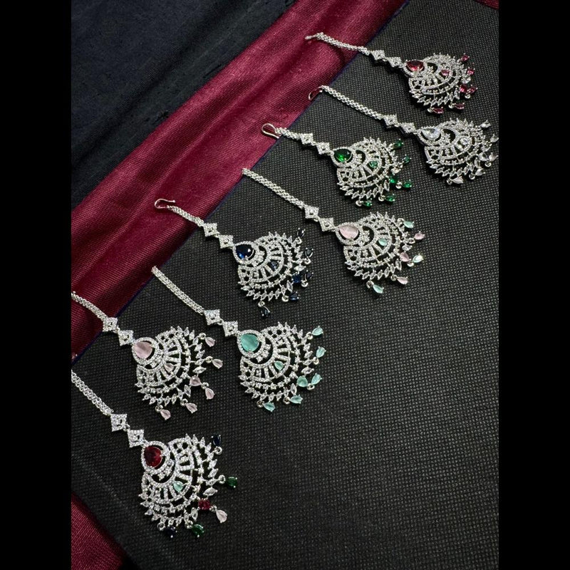 Manisha Jewellery Silver Plated American Dimond Maangtikka