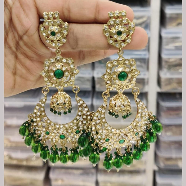 Manisha Jewellery Gold Plated Austrian Stone And Pearls Dangler Earrings (Assorted Color 1 Piece Only)