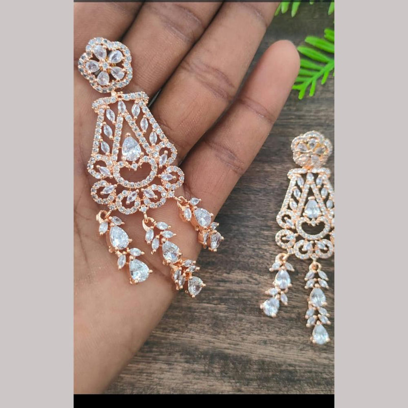 Manisha Jewellery Rose Gold Plated AD Stone Dangler Earrings