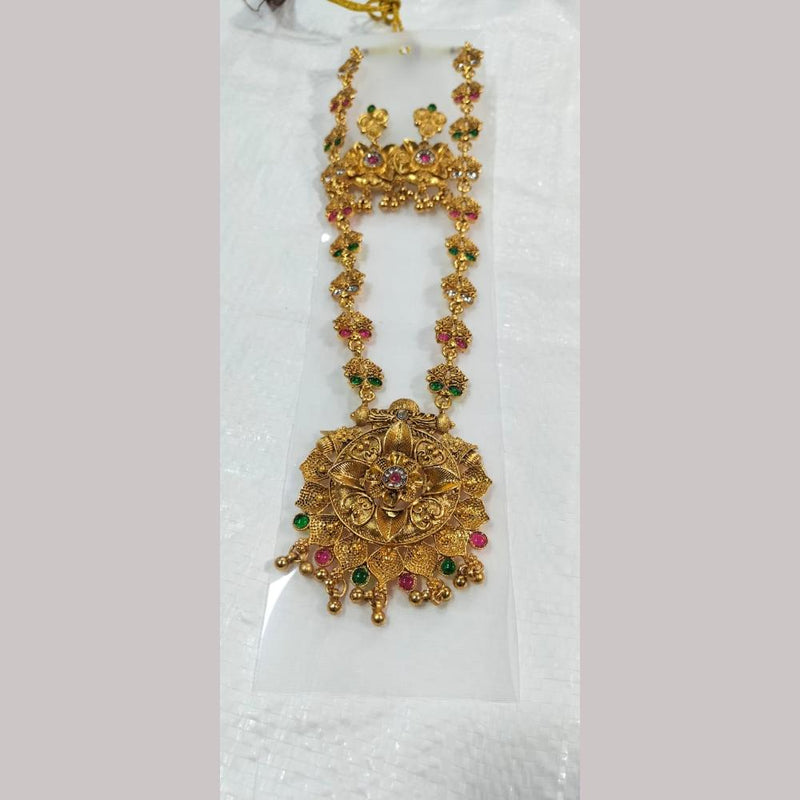 Manisha Jewellery Gold Plated Pota Stone Necklace Set