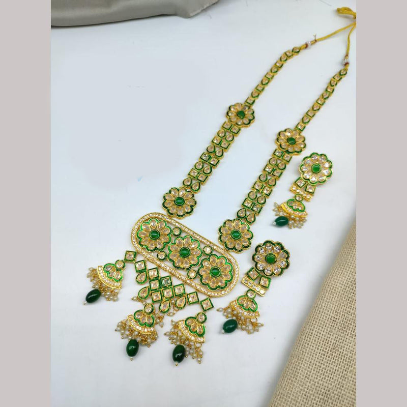 Manisha Jewellery Gold Plated Crystal Stone And Pearls Meenakari Necklace Set