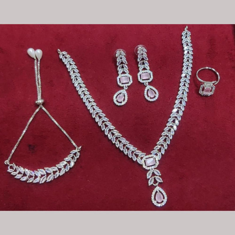 Manisha Jewellery Silver Plated AD Stone Combo Set