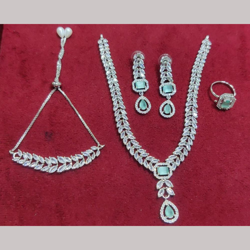 Manisha Jewellery Silver Plated AD Stone Combo Set