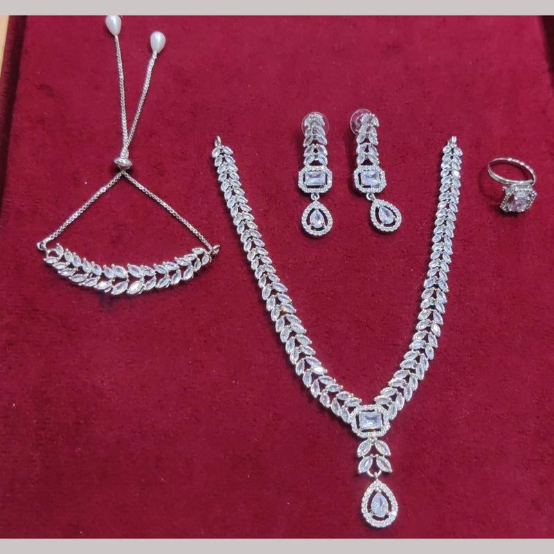 Manisha Jewellery Silver Plated AD Stone Combo Set