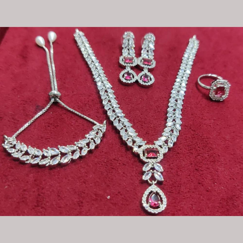 Manisha Jewellery Silver Plated AD Stone Combo Set