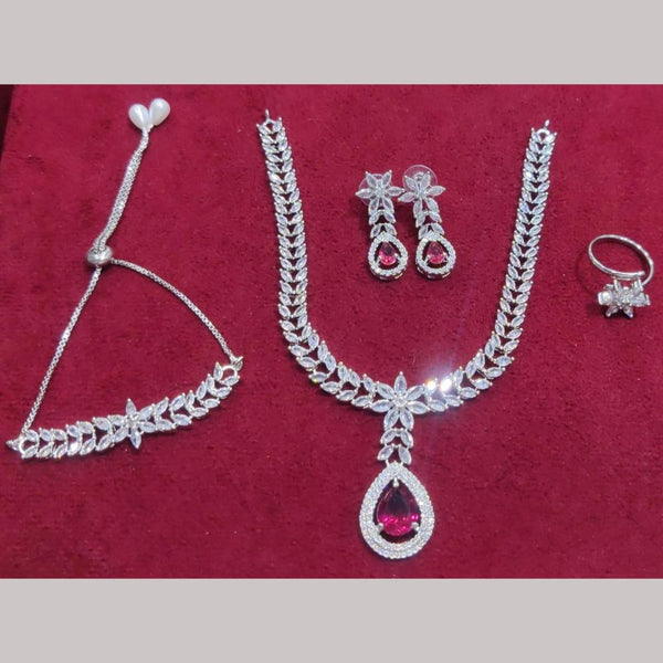 Manisha Jewellery Silver Plated AD Stone Combo Set