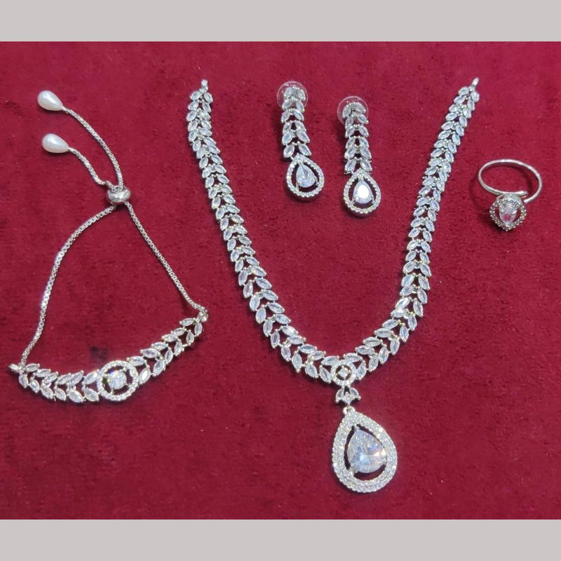 Manisha Jewellery Silver Plated AD Stone Combo Set