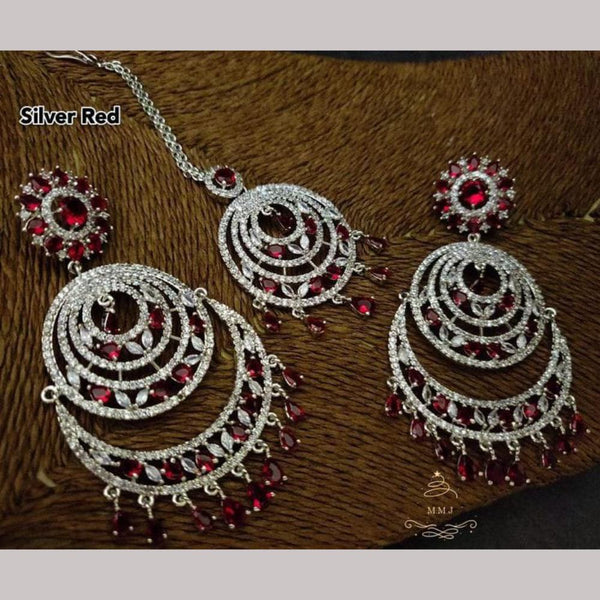 Manisha Jewellery Silver Plated AD Stones Earrings With Maangtikka