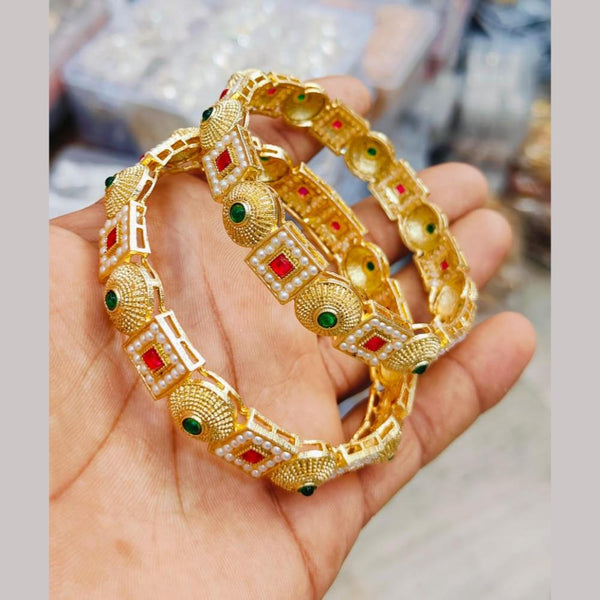 Manisha Jewellery Gold Plated Pota Stone Bangles Set