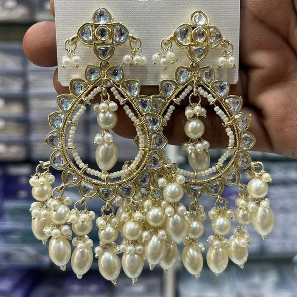 Manisha Jewellery Gold Plated Kundan Stone And Pearls  Dangler Earrings