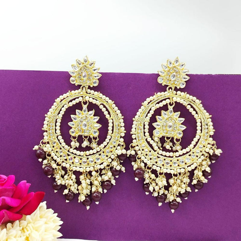 Manisha Jewellery Gold Plated Kundan Stone And Pearls Dangler Earrings