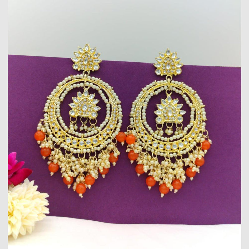 Manisha Jewellery Gold Plated Kundan Stone And Pearls Dangler Earrings