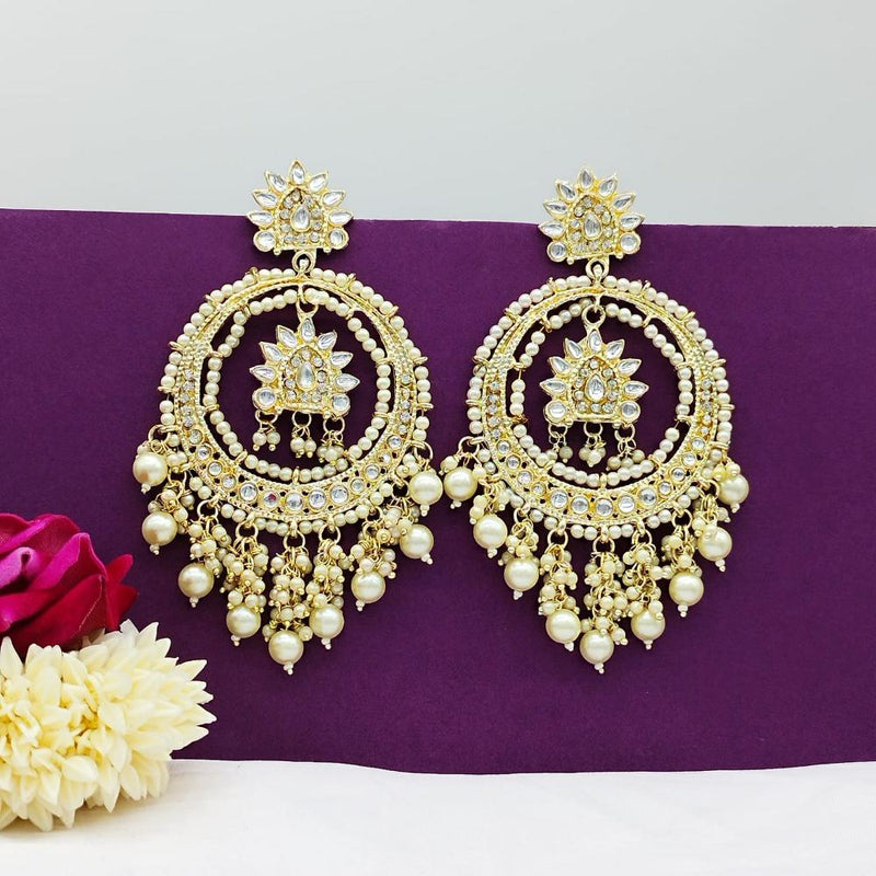 Manisha Jewellery Gold Plated Kundan Stone And Pearls Dangler Earrings