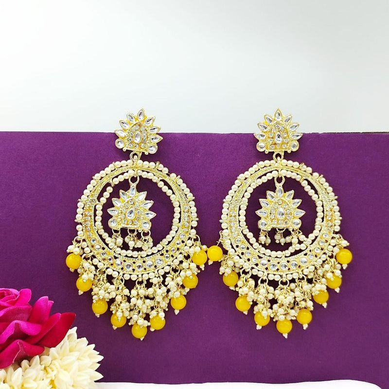 Manisha Jewellery Gold Plated Kundan Stone And Pearls Dangler Earrings