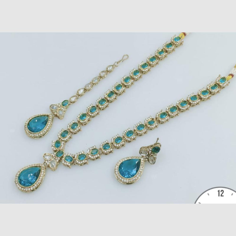 Manisha Jewellery Gold  Plated Crystal Stone Long Necklace Set