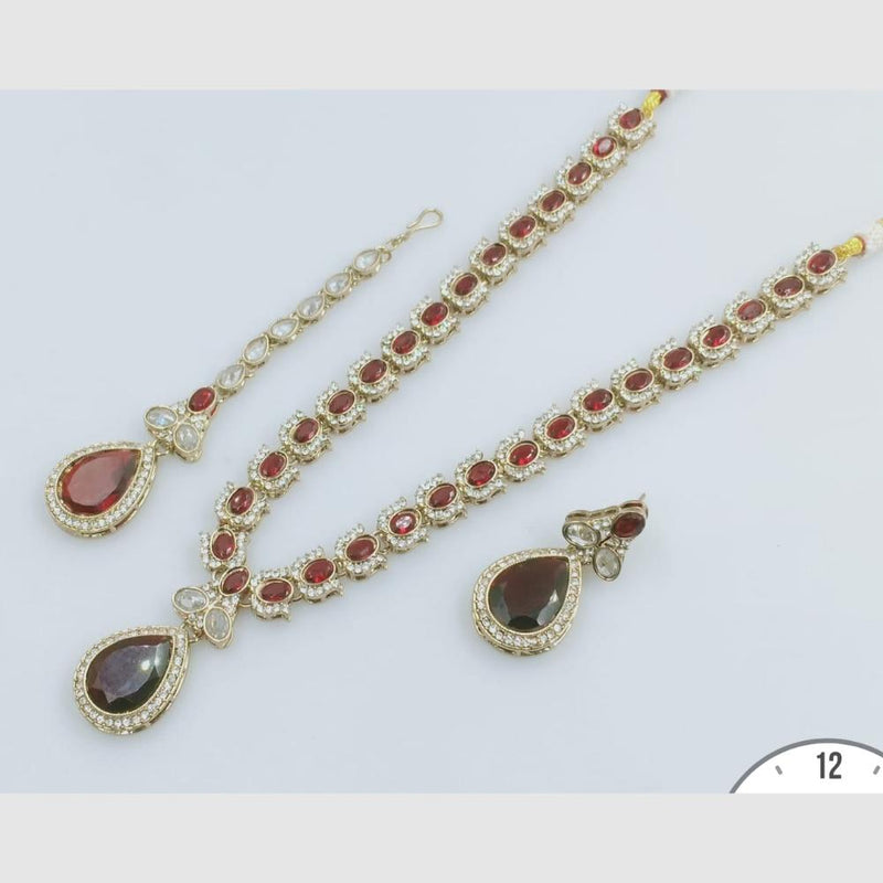 Manisha Jewellery Gold  Plated Crystal Stone Long Necklace Set