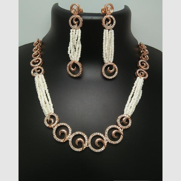 Manisha Jewellery Rose Gold  Plated  Austrian Stone And Pearls Necklace Set