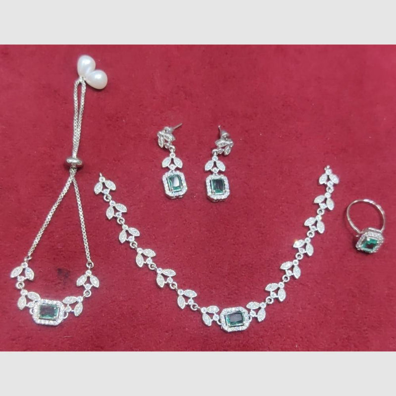 Manisha Jewellery Silver Plated Crystal Stone Stone Combo Set