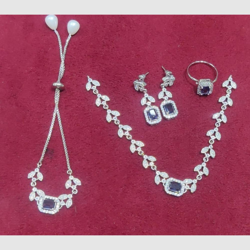 Manisha Jewellery Silver Plated Crystal Stone Stone Combo Set