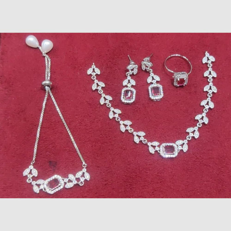 Manisha Jewellery Silver Plated Crystal Stone Stone Combo Set